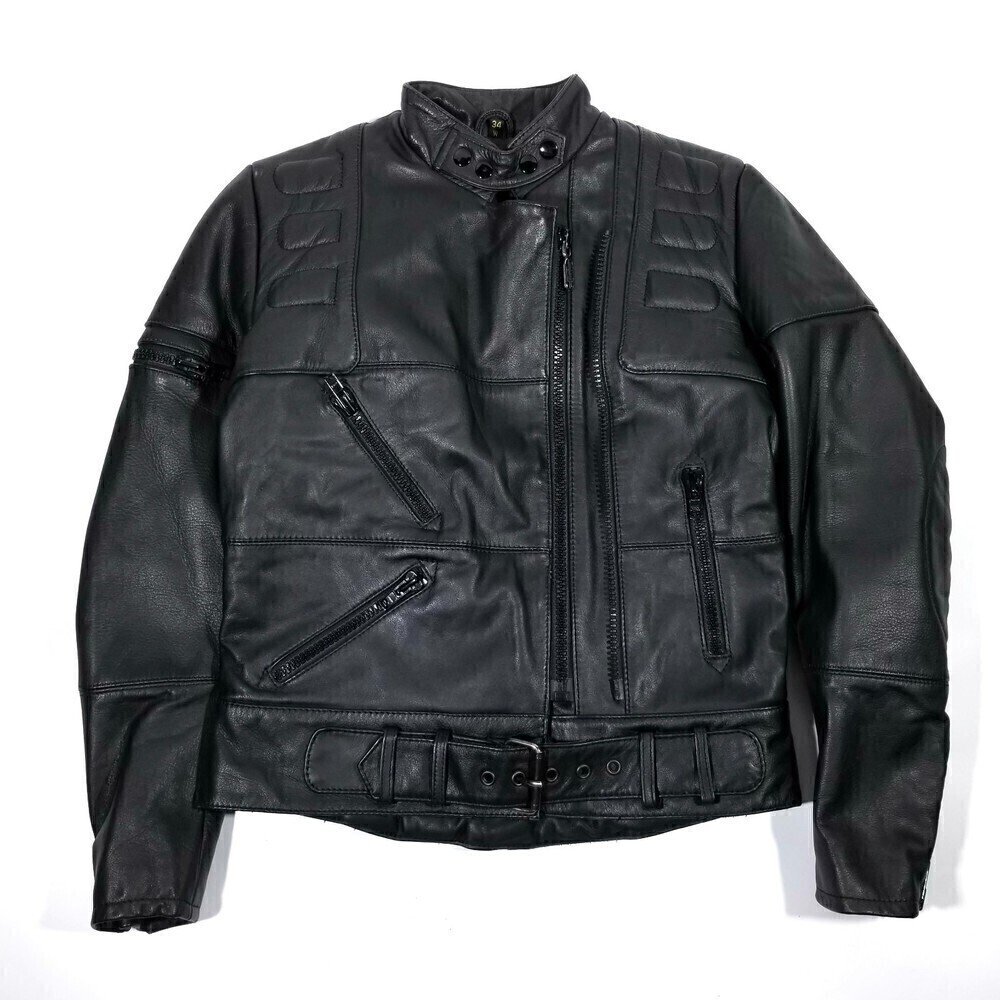 VINTAGE Harley Davidson Quilted Leather Crop Moto Biker Jacket Women Small Black